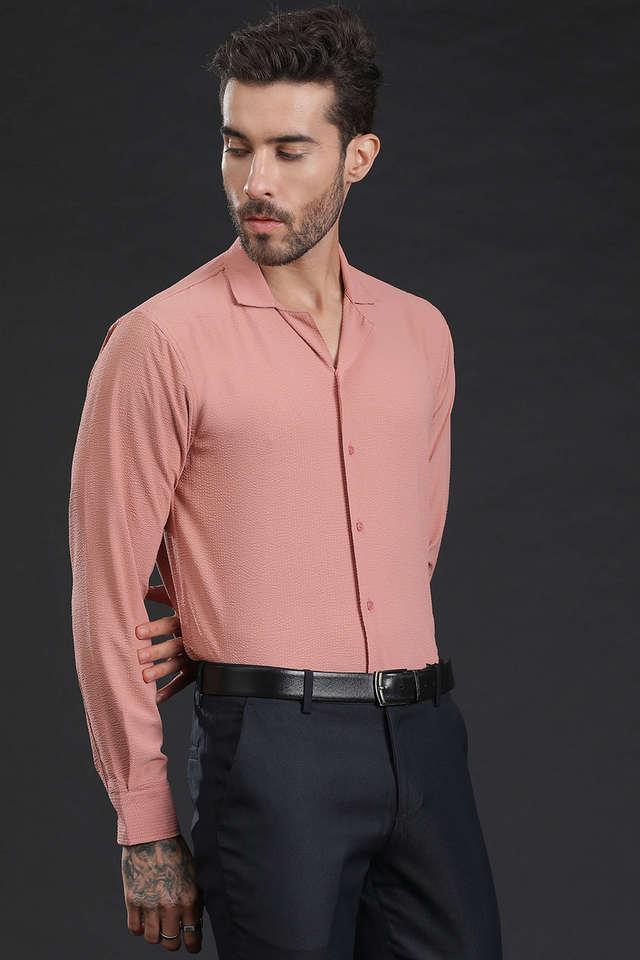 textured polyester slim fit mens casual shirt