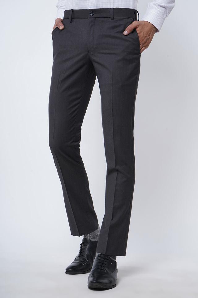 textured polyester slim fit mens formal wear trousers