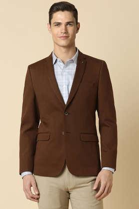 textured polyester super slim fit men's casual wear suit - brown