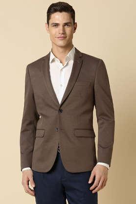 textured polyester super slim fit men's casual wear suit - brown