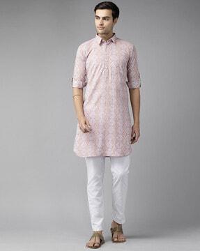 textured print long kurta