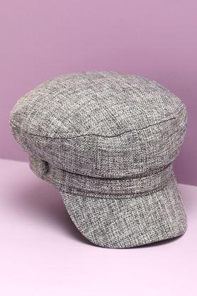textured pu men's bretan cap - grey
