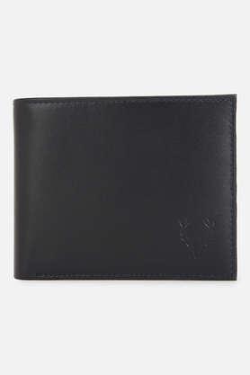 textured pure leather men's formal wallet - navy