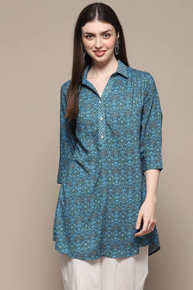 textured rayon collared womens party wear kurta