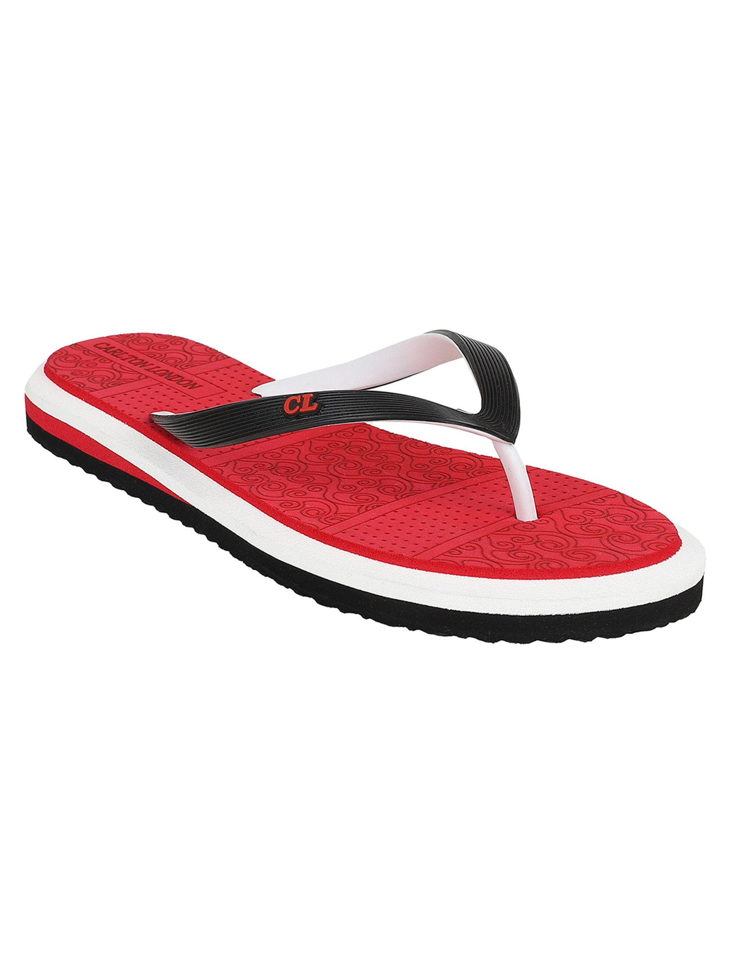 textured red flipflops