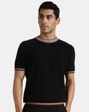 textured regular fit crew- neck t-shirt