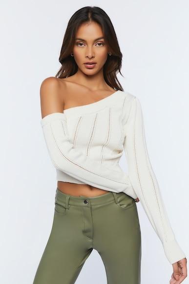 textured regular fit cropped sweaters