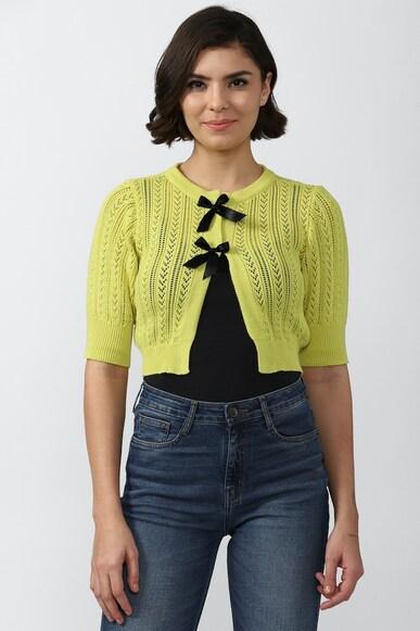 textured regular fit cropped sweaters