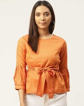 textured relaxed fit wrap top