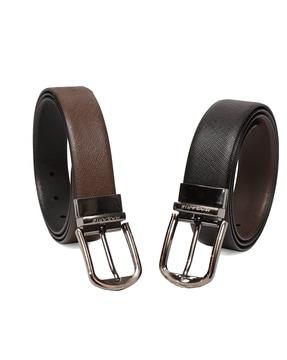 textured reversible belt with buckle