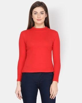 textured round-neck sweatshirt