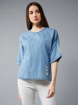 textured round neck top