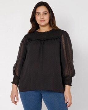 textured round-neck top