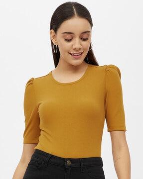 textured round-neck top