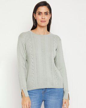 textured round-neck top