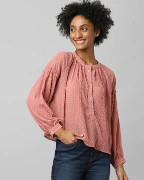 textured round-neck top