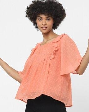 textured round-neck top