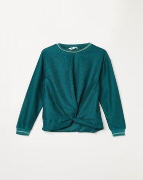 textured round-neck top