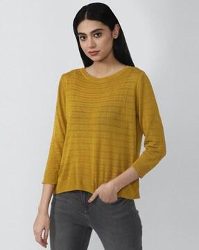 textured round-neck top