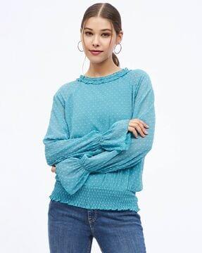 textured round-neck top