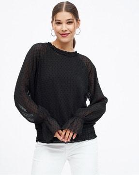 textured round-neck top