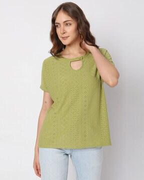 textured round-neck top