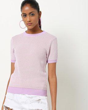 textured round-neck top