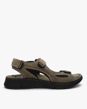 textured sandals with velcro fastening