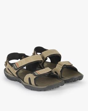textured sandals with velcro fastening