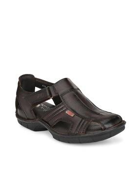 textured sandals with velcro fastening