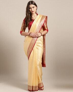 textured saree with contrast border