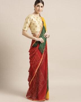 textured saree with contrast border
