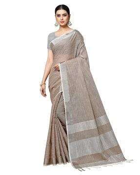 textured saree with tassels