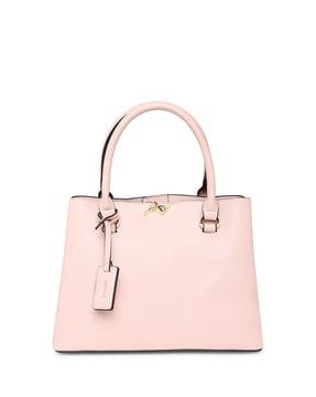 textured satchel bag with detachable strap