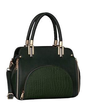 textured satchel handbag with detachable strap