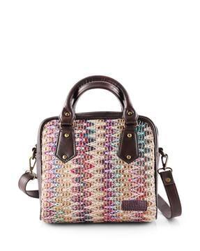 textured satchel with adjustable strap