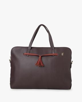 textured satchel with detachable strap