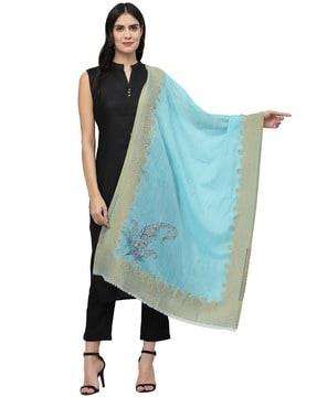 textured shawl with frayed hemline