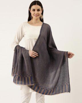 textured shawl with frayed hemline