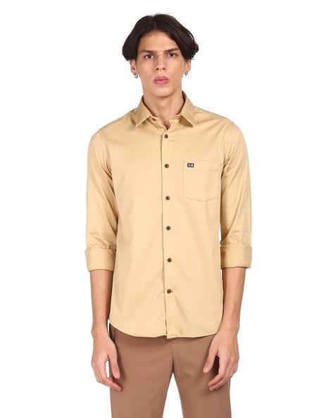 textured shirt with patch pocket