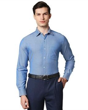 textured shirt with patch pocket