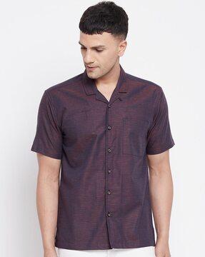 textured shirt with patch pocket