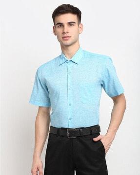 textured shirt with patch pocket