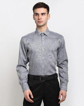 textured shirt with patch pocket