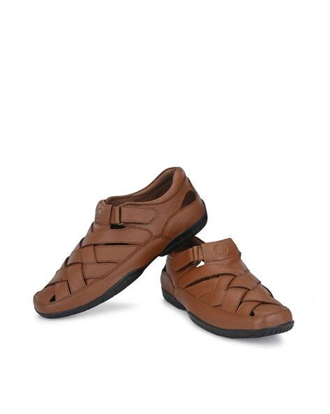 textured shoe-style sandals with velcro fastening