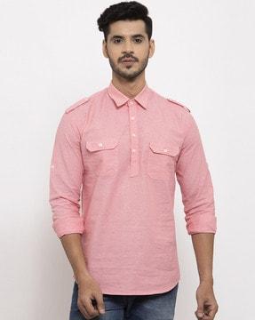 textured short length kurta