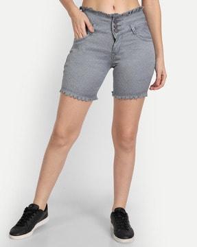 textured shorts with 5-pocket styling