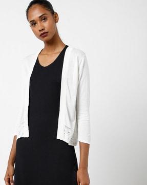 textured shrug with perforation
