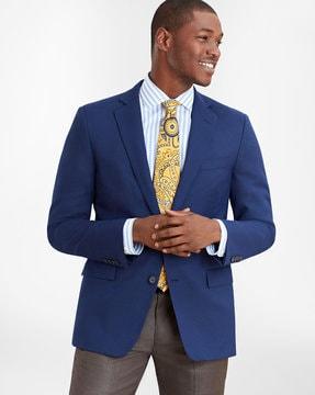 textured single-breasted blazer with notched lapel