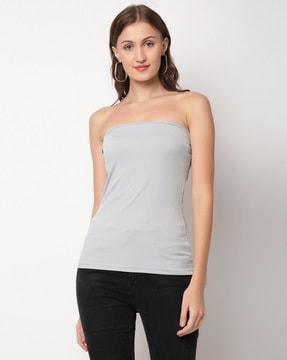 textured sleeveless tube top